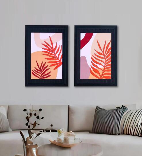 Foliage 3D Set of 2 Brown Engineered Wood Paintings