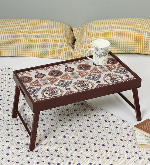 Folk Ornament  Brown MDF Bed Tray