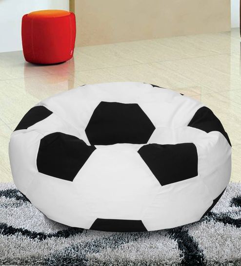 Football Kids Bean Bag With Beans In White And Black Colour By Yipi Online