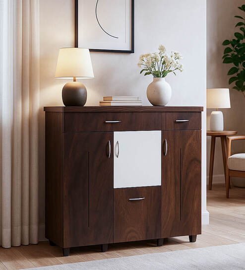 Footsie 20-Pairs Shoe Cabinet In Classic Walnut Finish With Seating