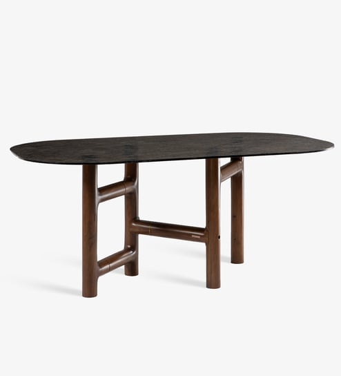 Forma 6 Seater Glass Top Dining Table In Ipiano Finish