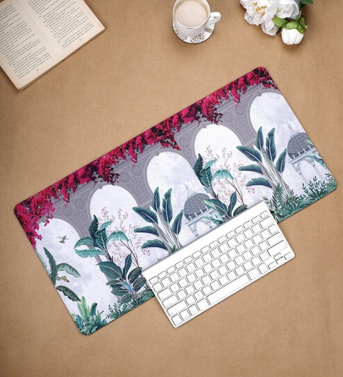 Fort Design & Leaves Printed Laptop& Keyboard Mat