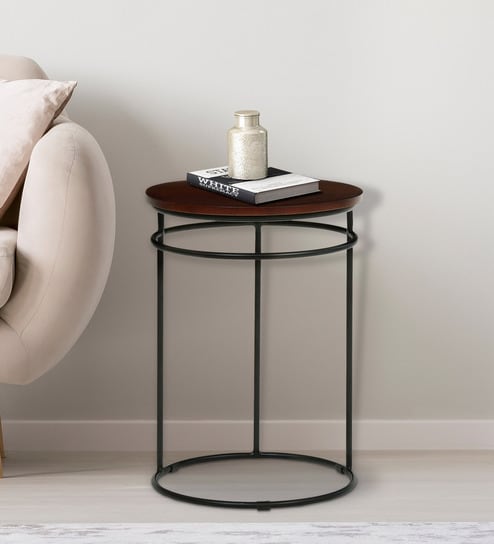 Luciano Metal End Table In Brown Colour