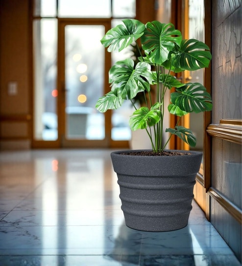 Grey 18 Inch German Polymer Round Plant Container