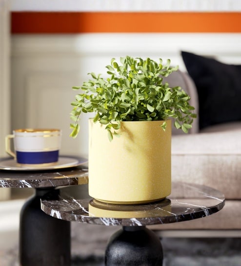 Beige German Polymer Round Planter Cilin 10 Inch