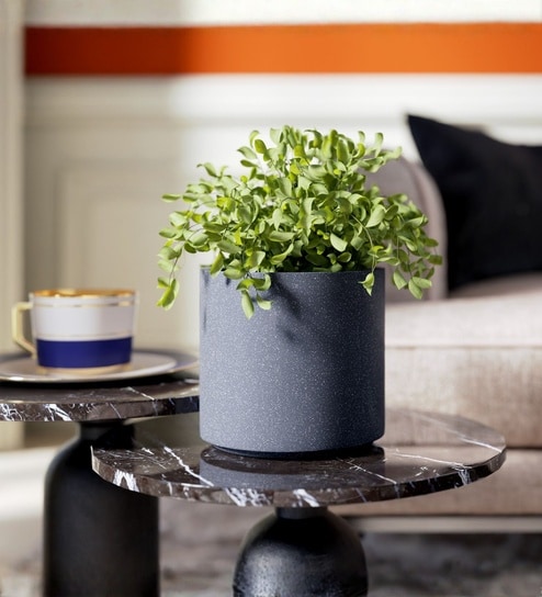 Grey German Polymer Round Planter Cilin 10 Inch