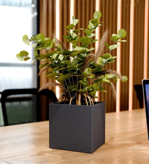 Grey German Polymer Square Planter Cubo 10 Inch