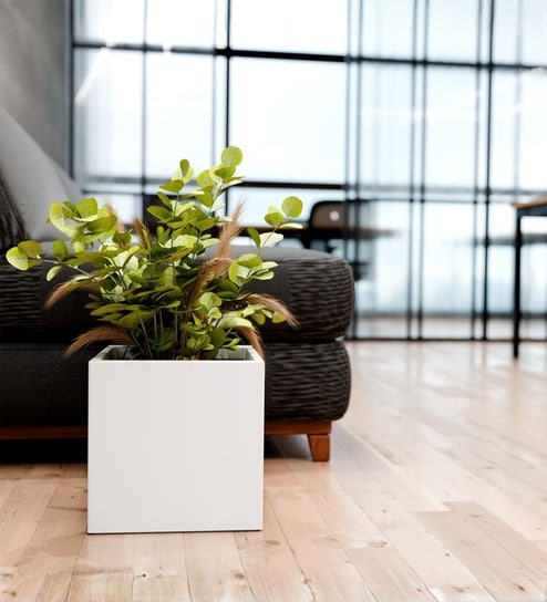 White German Polymer Square Planter Cubo 12 Inch-image-33
