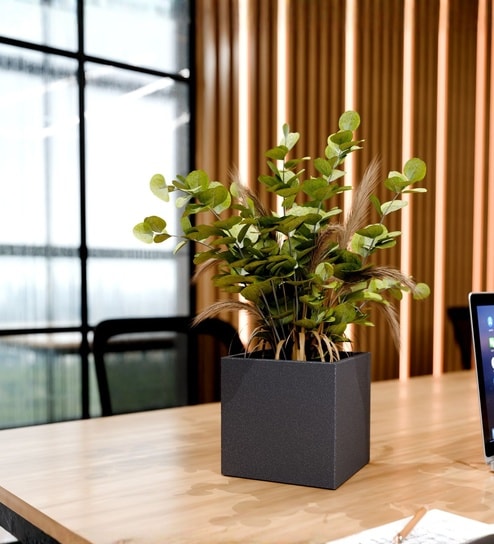 Grey German Polymer Square Planter Cubo 6 Inch