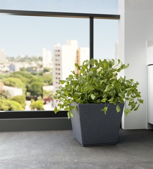 Grey German Polymer Square Planter Gk 12 Inch
