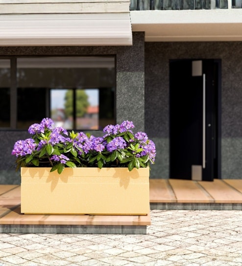 Beige German Polymer Rectangular Planter Gt 36 Inch