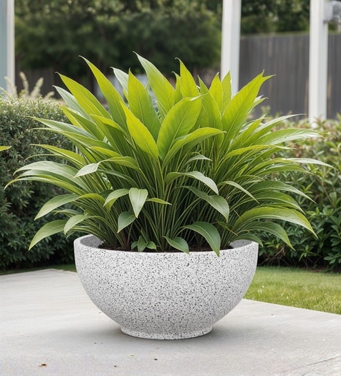 yuccabe italia Marble White German Polymer Round Planter Ktr 18 Inch-picture-12