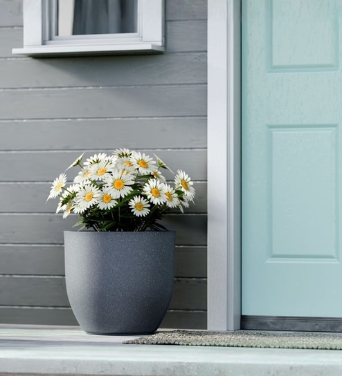 yuccabe italia Grey German Polymer Round Planter Pcup 12 Inch-picture-27