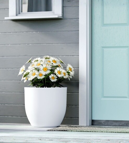 yuccabe italia White German Polymer Round Planter Pcup 12 Inch-picture-40