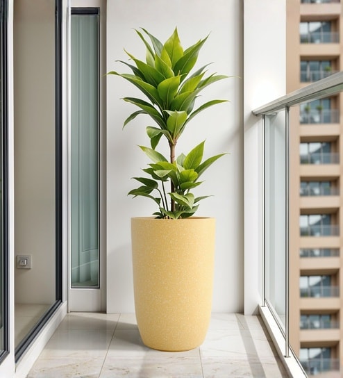 Beige German Polymer Tall Round Planter Tpc 18 Inch