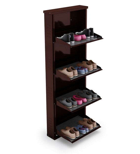Buy 4 Door Metal Shoe Rack in Brown Colour by Peng Essentials Online