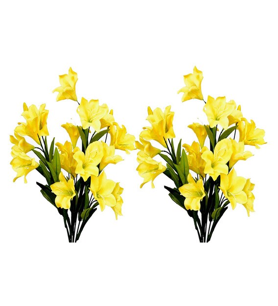 Buy Yellow Artificial Lily Flower Set of 2 by Fourwalls Online