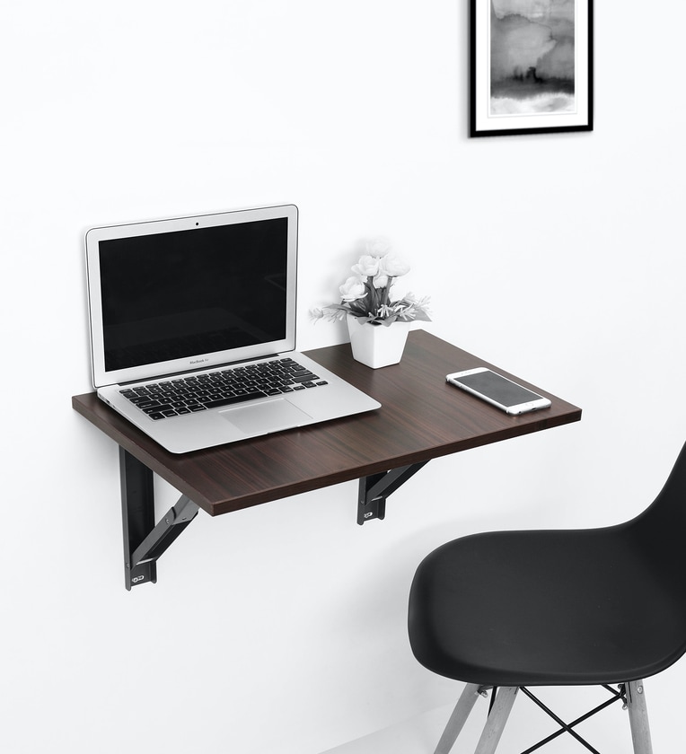 Buy Jason Wall Mounted Foldable Study Table in Dark Walnut Colour by ...