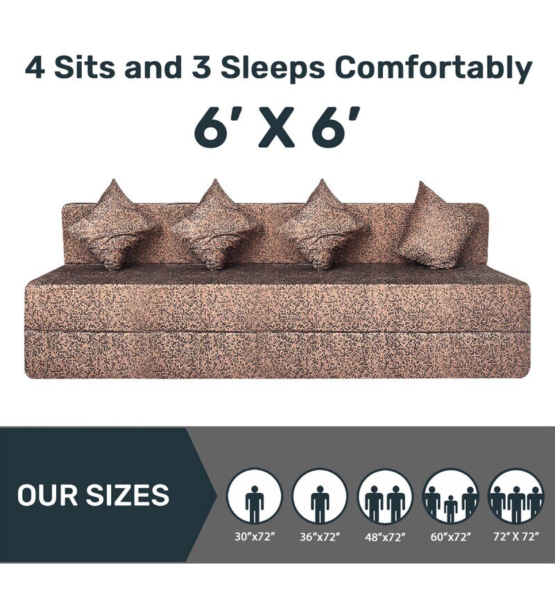 Buy Foldable (72x72) 4 Seater King Size 7 inches Foam Sofa Cum Foldable