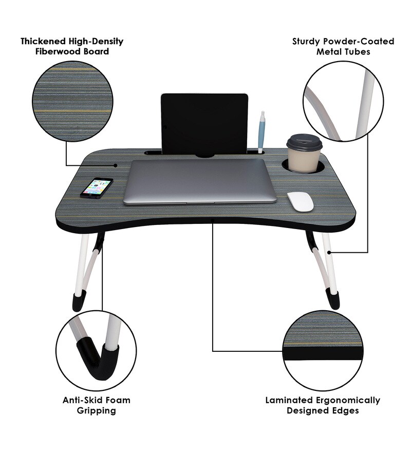 Buy Foldable MultiPurpose Laptop Table in Grey Colour by StoryHome