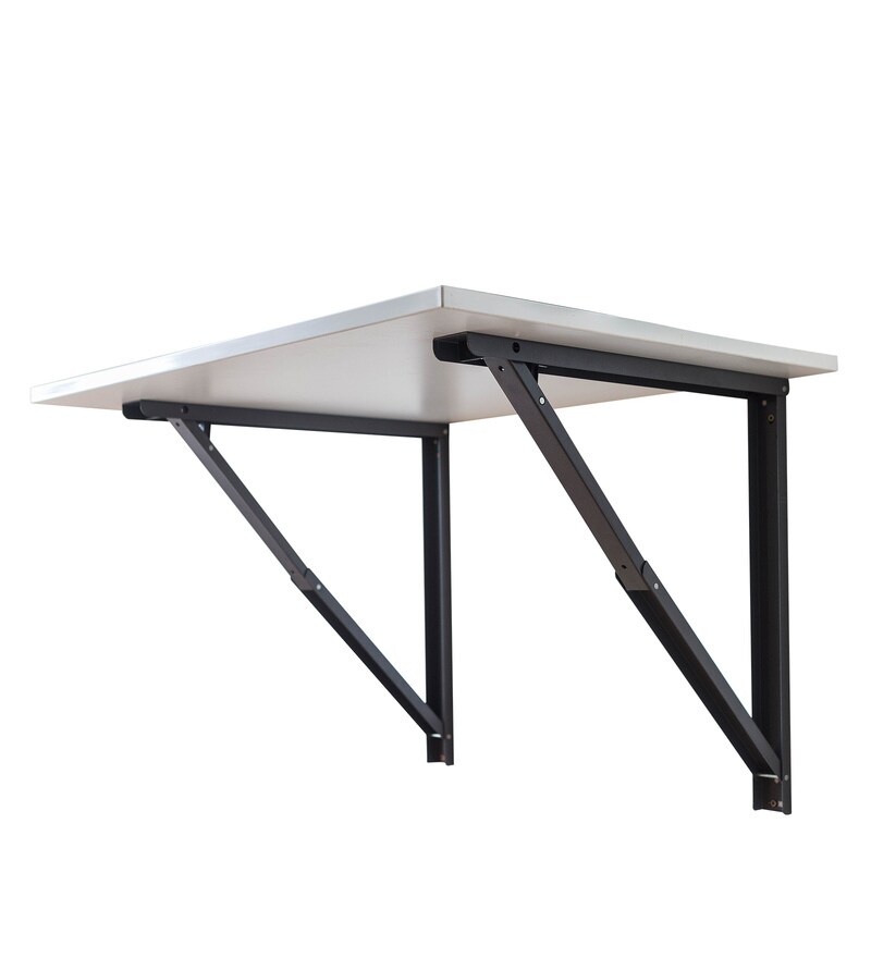 Buy Folding Wall Mounted Study Table (large) in Glossy White Colour by