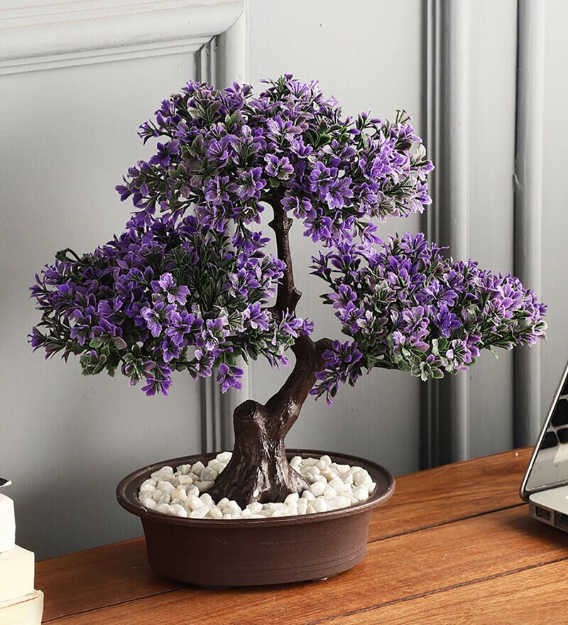 Buy Purple Artificial Bonsai Plant by Foliyaj Online Artificial