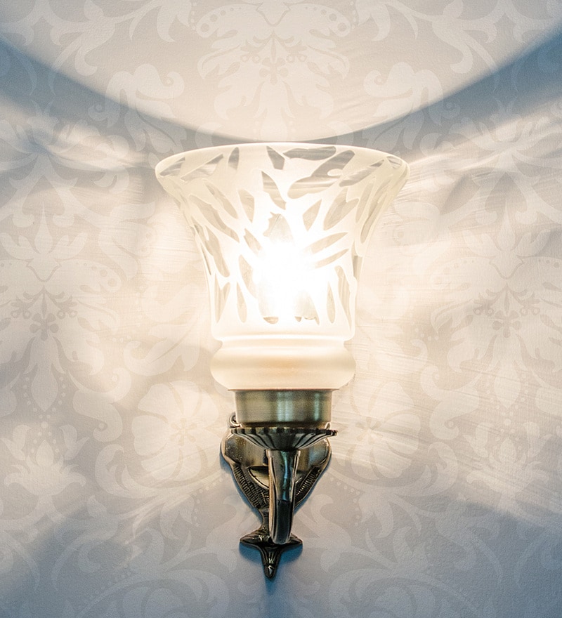Buy White Glass Wall Light By Fos Lighting Online Uplight Wall Lights Lamps and Lighting