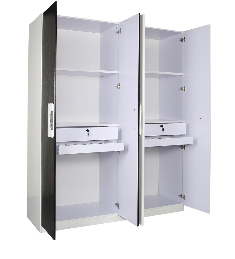 Buy Four Door Wardrobe in Black & White Duco Paint by Parin Online 4