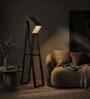 Focal Wooden Floor Lamp with Wooden Shade & Brown Base