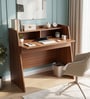 Focuspro Brown Colour Hutch Desk With Storage In Walnut Finish Focuspro Brown Colour Hutch Desk With Storage In Walnut Finish
