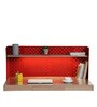 Fold Wall Mounted Writing Table in Vermillion & Oakwood Finish