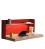 Fold Wall Mounted Writing Table in Vermillion & Oakwood Finish