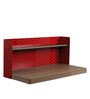 Fold Wall Mounted Writing Table in Vermillion & Oakwood Finish