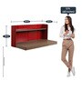 Fold Wall Mounted Writing Table in Vermillion & Oakwood Finish