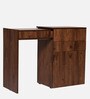 Fold Dressing Cabinet In Classic Walnut Finish With Seating Stool