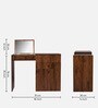 Fold Dressing Cabinet In Classic Walnut Finish With Seating Stool
