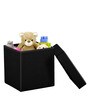 Foldable Collapsible Ottoman Storage Box Cum Stool In Black Colour