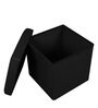 Foldable Collapsible Ottoman Storage Box Cum Stool In Black Colour