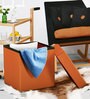 Foldable Ottoman with Storage in Camel Brown Colour