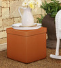 Foldable Ottoman with Storage in Camel Brown Colour