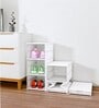 White Foldable Shoes Rack Stackable Shoe Organizer 3 Layer
