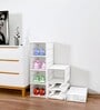 White Foldable Shoes Rack Stackable Shoe Organizer 4 Layer