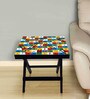 Snakes & Ladder Print Folding End Table in Multi Colour