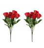 Foliyaj 2 Artificial Red Rose Bunches Without Pot