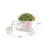 Polyester And Plastic Green And Rickshaw With Small Pink Leaves With Pot Artificial Plants