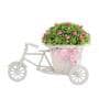 Polyester And Plastic Green And Rickshaw With Small Pink Leaves With Pot Artificial Plants