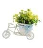 Green Polyester and Plastic Artificial Rickshaw Plant with Yellow Daisy with Pot