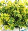 Green Polyester and Plastic Artificial Rickshaw Plant with Yellow Daisy with Pot