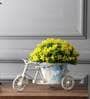 Polyester And Plastic Yellow And Rickshaw With Yellow Hanging Leaves With Pot Artificial Plants