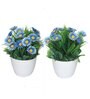Blue Artificial Plants With Pot Set Of 2